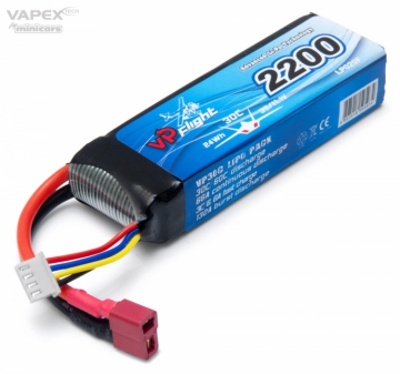 Li-Po Batteri 3S 11,1V 2200mAh 30C T-Kontakt i gruppen Tillbehr & Delar / Batterier & Tillb. hos Minicars Hobby Distribution AB (VPLP020FD)