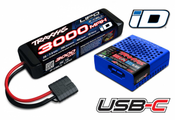 Charger USB-C and 2S 7.4v 3000mAh LiPo Battery Combo in the group Brands / T / Traxxas / Batteries Li-Po at Minicars Hobby Distribution AB (422985-2S)