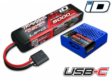 Laddare USB-C och 3S 11,1v 5000mAh LiPo Batteri Combo