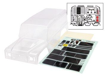 Kaross Land Rover Defender Clipless Komplett Omålad i gruppen Fabrikat / T / Traxxas / Karosser & Tillbehör hos Minicars Hobby Distribution AB (428050)