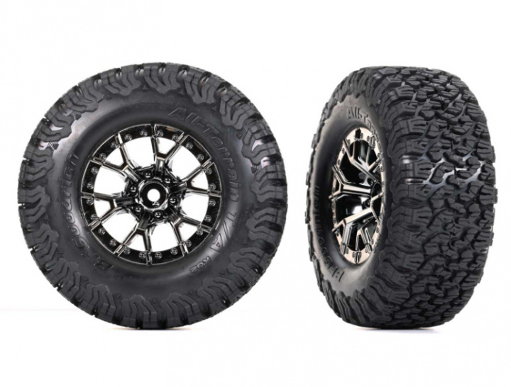 Däck & Fälg BFGoodrich All-Terrain T/A Svartkrom 2.2/3.0\'\' 2WD Fram/4WD (2) i gruppen Katalog / Fabrikat / T / Traxxas / Däck & Fälg hos Minicars Hobby Distribution AB (4210187-BLKCR)