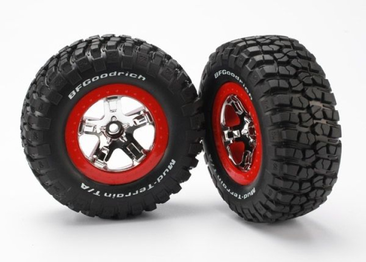 Däck & Fälg BFGoodrich/SCT Krom-Röd 2WD Fram (2) i gruppen Katalog / Tillbehör & Delar / Bil Däck & Fälg hos Minicars Hobby Distribution AB (425869)