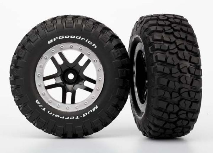 Däck & Fälg BFGoodrich/S-Spoke Svart-Krom 4WD/2WD Bak (2) i gruppen Katalog / Fabrikat / T / Traxxas / Däck & Fälg hos Minicars Hobby Distribution AB (425883)