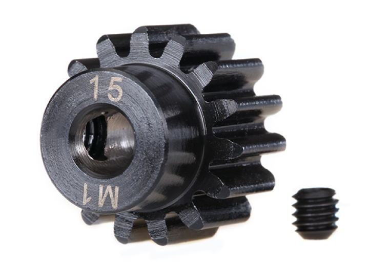 Motordrev (Pinion) 15T 1.0M för 5mm Axel (Fräst, Härdad) i gruppen Katalog / Fabrikat / T / Traxxas / Reservdelar hos Minicars Hobby Distribution AB (426487R)