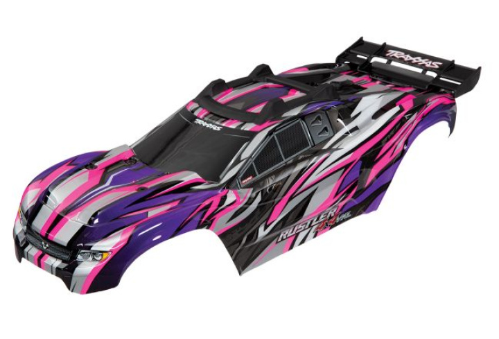 Kaross Rustler 4x4 Rosa Komplett Clipless i gruppen Katalog / Fabrikat / T / Traxxas / Karosser & Tillbehör hos Minicars Hobby Distribution AB (426717P)