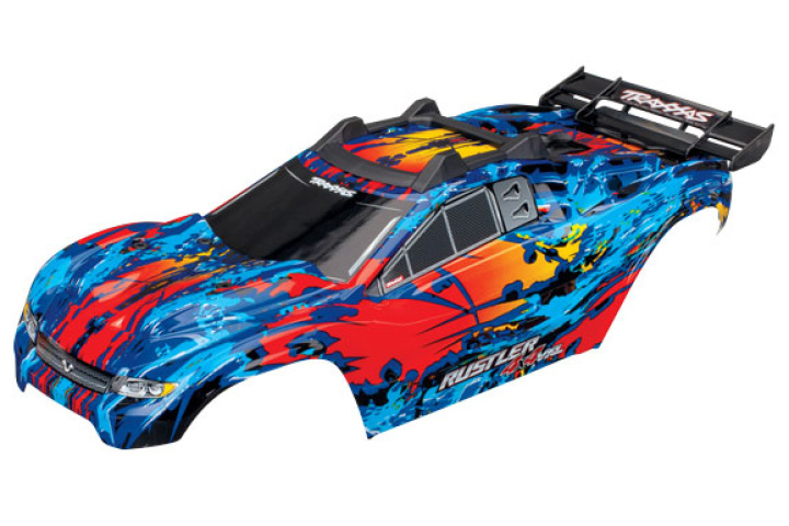 Kaross Rustler 4x4 Röd/Blå Komplett Clipless i gruppen Katalog / Fabrikat / T / Traxxas / Karosser & Tillbehör hos Minicars Hobby Distribution AB (426717R)