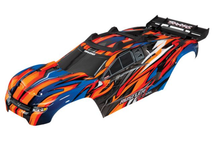 Kaross Rustler 4x4 Orange Komplett Clipless i gruppen Katalog / Fabrikat / T / Traxxas / Karosser & Tillbehör hos Minicars Hobby Distribution AB (426717T)