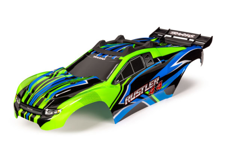 Kaross Rustler 4x4 Grön & Blå Komplett Clipless i gruppen Katalog / Fabrikat / T / Traxxas / Karosser & Tillbehör hos Minicars Hobby Distribution AB (426734G)