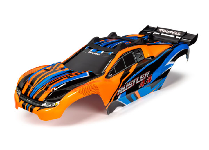 Kaross Rustler 4x4 Orange & Blå Komplett Clipless i gruppen Katalog / Fabrikat / T / Traxxas / Karosser & Tillbehör hos Minicars Hobby Distribution AB (426734T)