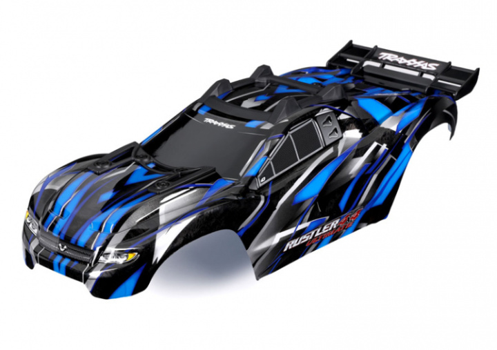 Kaross Rustler 4x4 Ultimate Blå Komplett Clipless i gruppen Katalog / Fabrikat / T / Traxxas / Karosser & Tillbehör hos Minicars Hobby Distribution AB (426749-BLUE)