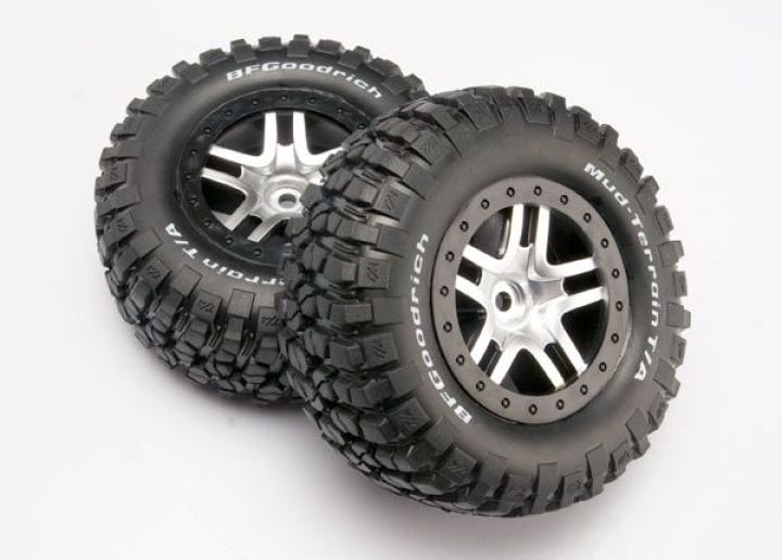 Däck & Fälg Goodrich/S-Spoke Krom-Svart 4WD/2WD Bak TSM (2) i gruppen Katalog / Fabrikat / T / Traxxas hos Minicars Hobby Distribution AB (426873)