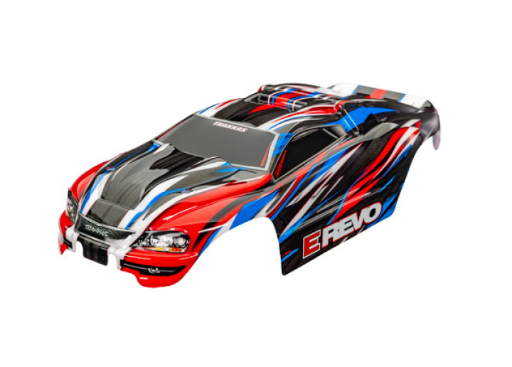 Kaross 1/16 E-Revo Röd/Blå i gruppen Katalog / Fabrikat / T / Traxxas / Karosser & Tillbehör hos Minicars Hobby Distribution AB (427115-RBLU)