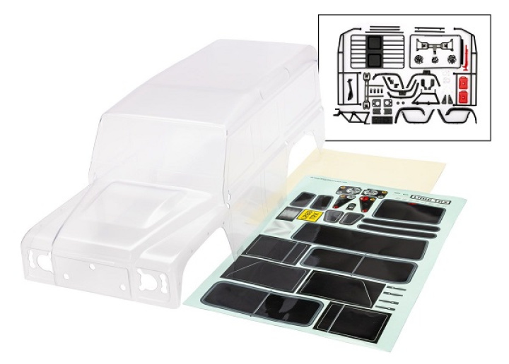 Kaross Land Rover Defender Clipless Komplett Omålad i gruppen Katalog / Fabrikat / T / Traxxas / Karosser & Tillbehör hos Minicars Hobby Distribution AB (428050)