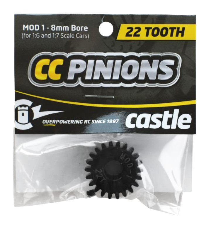 CC Pinion 22T Mod 1 - 8mm i gruppen Katalog / Fabrikat / C / Castle Creations / Piniondrev hos Minicars Hobby Distribution AB (CC010-0065-27)