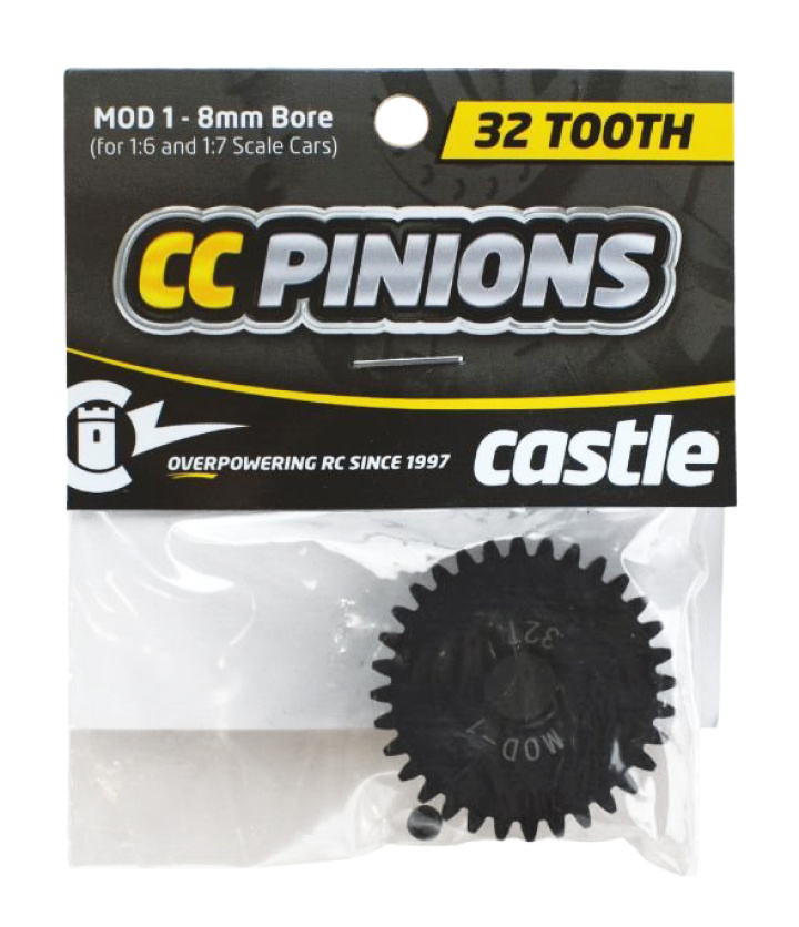 CC Pinion 32T Mod 1 - 8mm i gruppen Katalog / Fabrikat / C / Castle Creations / Piniondrev hos Minicars Hobby Distribution AB (CC010-0065-32)