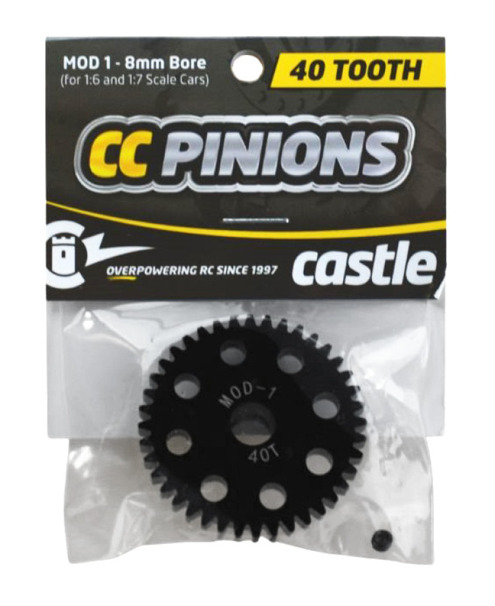 CC Pinion 40T Mod 1 - 8mm i gruppen Katalog / Fabrikat / C / Castle Creations / Piniondrev hos Minicars Hobby Distribution AB (CC010-0065-36)