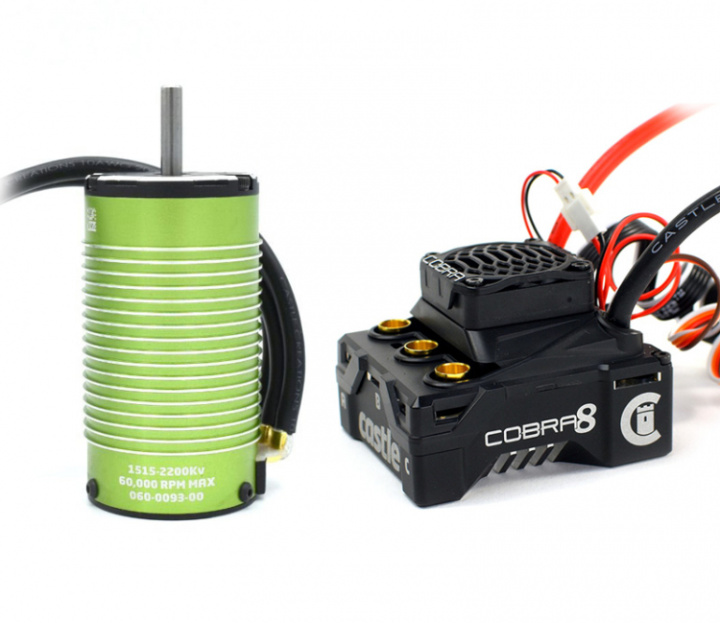 Combo Cobra 8 2-6S ESC & 1515-2200kV Sensored Motor i gruppen Katalog / Fabrikat / C / Castle Creations / ESC & Combo Bil 1/8-1/5 hos Minicars Hobby Distribution AB (CC010-0172-03)