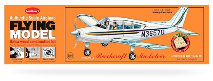 Beechcraft Musketeer Laser-Cut Guillow i gruppen Katalog / Fabrikat / G / Guillows / Trämodeller hos Minicars Hobby Distribution AB (GU0308LC)