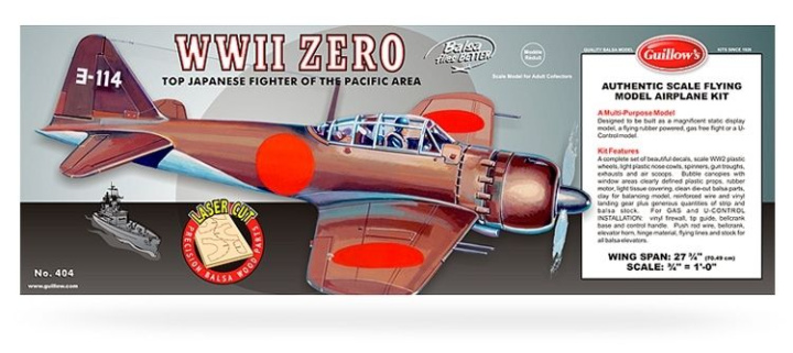 Mitsubishi WWII Zero Laser-Cut Guillow i gruppen Katalog / Fabrikat / G / Guillows / Trämodeller hos Minicars Hobby Distribution AB (GU0404LC)