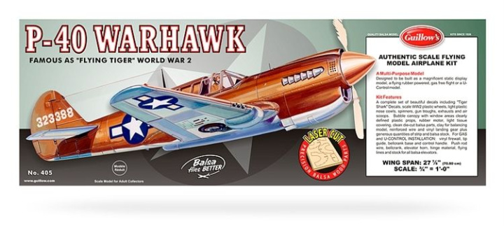 Curtis P-40 Warhawk Laser-Cut Guillow i gruppen Katalog / Fabrikat / G / Guillows / Trämodeller hos Minicars Hobby Distribution AB (GU0405LC)