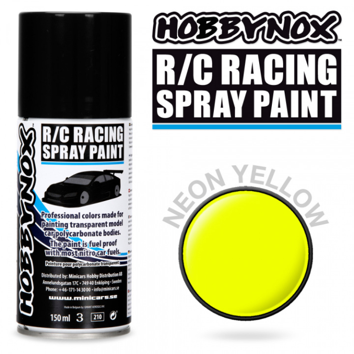 Neon Gul R/C Racing Spray Färg 150 ml i gruppen Katalog / Fabrikat / H / Hobbynox / Sprayfärger RC Bil hos Minicars Hobby Distribution AB (HN1400)