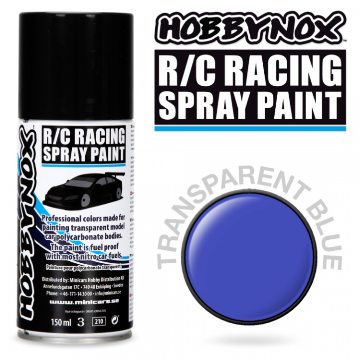 Transparent Mörk Blå R/C Racing Spray Färg 150 ml i gruppen Katalog / Fabrikat / H / Hobbynox / Sprayfärger RC Bil hos Minicars Hobby Distribution AB (HN1505)