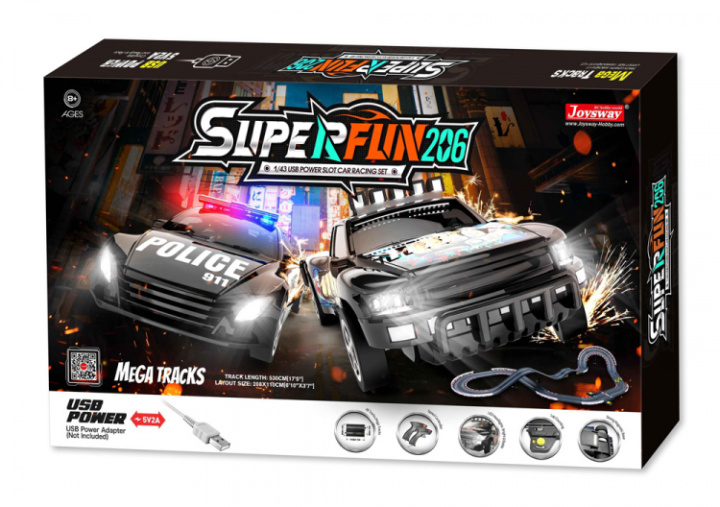 Bilbana Superfun-206 1/43 USB-Power 530cm i gruppen Katalog / Fabrikat / J / Joysway / Bilbanor hos Minicars Hobby Distribution AB (JW9206)