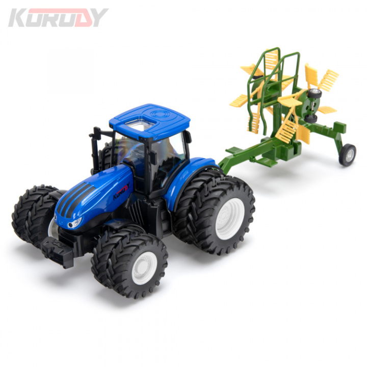 Traktor med dubbla hjul och rotorhövändare RC RTR 1:24 i gruppen Katalog / Fabrikat / K / Korody / Korody RC Traktorer hos Minicars Hobby Distribution AB (KO6637HB)