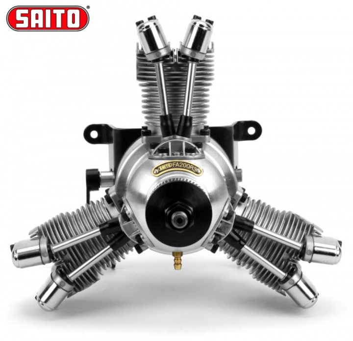 FA-200R3 33cc 4-takts 3-cyl Stjärnmotor Metanol i gruppen Katalog / Fabrikat / S / Saito / Metanolmotorer hos Minicars Hobby Distribution AB (SAFA-200R3)