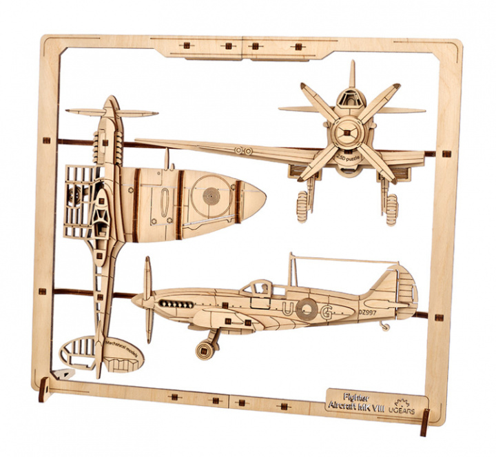 Ugears Fighter Aircraft 2.5D Puzzle* i gruppen Katalog / Bygghobby / Byggsatser Trä & Metall / Träbyggsatser Mekaniska hos Minicars Hobby Distribution AB (UG70196)