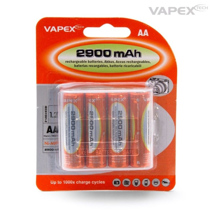 AA/R6 Batteri NiMH 2900mAh 4-pack i gruppen Katalog / Fabrikat / V/W / Vapex / Konsument Batterier hos Minicars Hobby Distribution AB (VP4VTE2900AA)