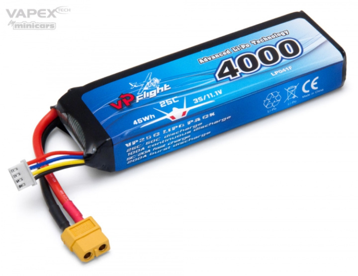 Li-Po Batteri 3S 11,1V 4000mAh 25C XT60-Kontakt i gruppen Katalog / Tillbehör & Delar / Batterier & Tillb. hos Minicars Hobby Distribution AB (VPLP041FXT)